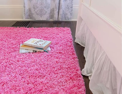 Unique Loom Solid Shag Collection Area Rug (2' 6" x 19' 8" Runner, Taffy Pink)