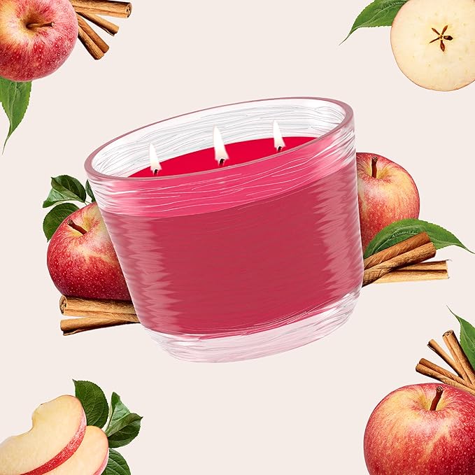 Glade 3-Wick Scented Candle Jar, Apple Cinnamon, Air Freshener Infused with Essential Oils, 6.8 Oz, 3 Count
