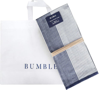 Premium Kitchen Towels (20”x 28”, 6 Pack) | Large Cotton Dish Towels | Flat & Terry Highly Absorbent Kitchen Linen Set with Hanging Loop | Navy Blue