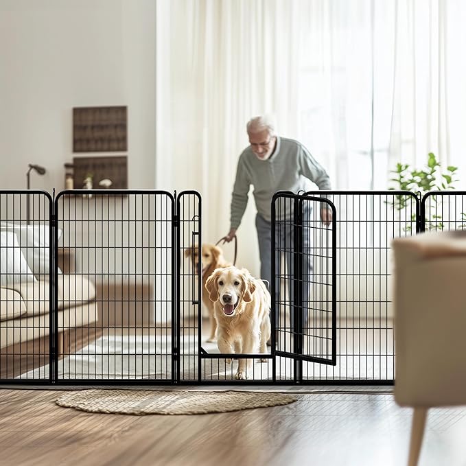 Yaheetech Dog Playpen Outdoor, 47 inch 8 Panels Dog Pen Indoor Heavy Duty Puppy Exercise Pen Metal Pet Fence for RV Camping/Yard/Garden