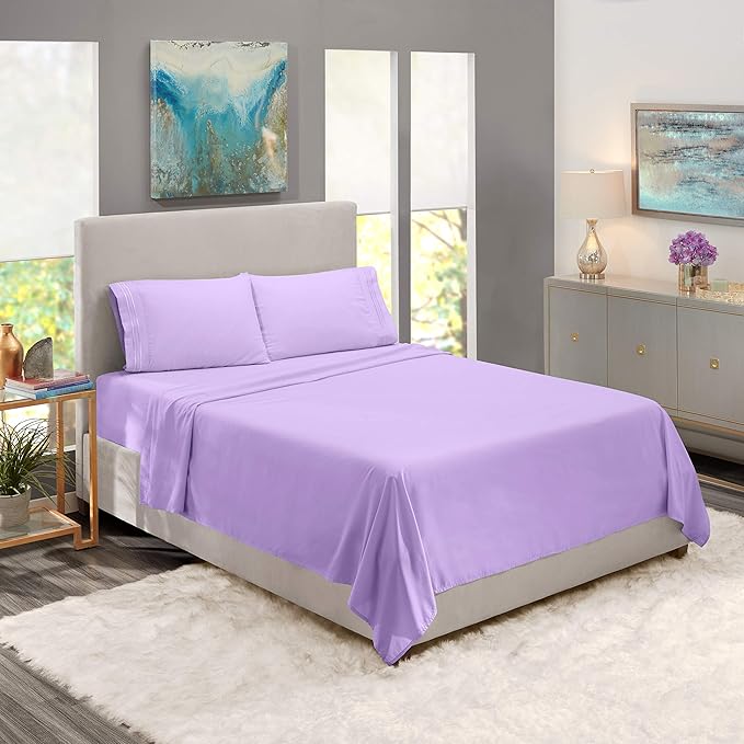 Nestl Full Sheet Set - Luxury 1800 Ultra-Soft Microfiber Full Bed Sheets - Double Brushed - Deep Pockets - Easy Fit - 4 Piece Set - Bedding Sheets & Pillowcases (Full, Lavender)
