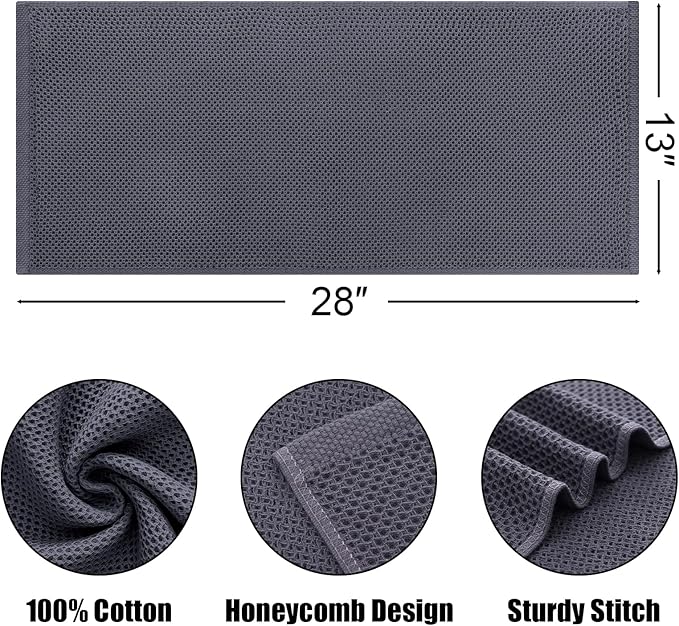 Kitinjoy 100% Cotton Waffle Weave Kitchen Towels, 8-Pack Super Soft and Absorbent Dish Towels for Drying Dishes, Kitchen Hand Towels, 13 in x 28 in, Multicolor