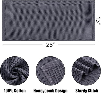 Kitinjoy 100% Cotton Waffle Weave Kitchen Towels, 6-Pack Super Soft and Absorbent Dish Towels for Drying Dishes, Kitchen Hand Towels, 13 in x 28 in, Dark Grey