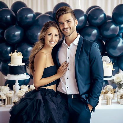 130PCS Navy Blue Balloons, Latex Balloons Different Sizes 18/12/10/5 Inch, Helium Balloons with Ribbon, Party Balloon Set for Birthday Wedding Graduation Anniversary Baby Shower Decoration