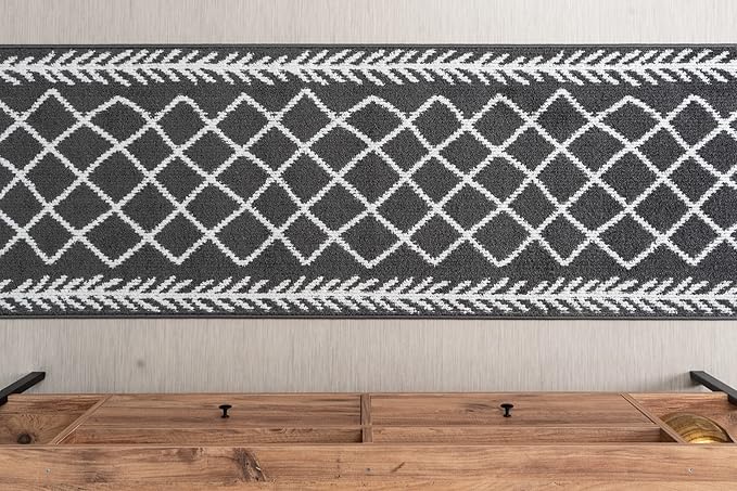45 Ft Extra Long Non-Slip Grey Soft Indoor Hallway Kitchen Runner Rug, 2'7" X 45' Washable Carpet - Rubber Backed, Custom Size Floor Mat for Entryway Stairs Bedroom Bathroom