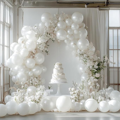 PartyWoo White Balloons, 50 pcs 12 Inch Pearl White Balloons, White Latex Balloons for Balloon Garland or Balloon Arch as Party Decorations, Birthday Decorations, Baby Shower Decorations, White-Z30