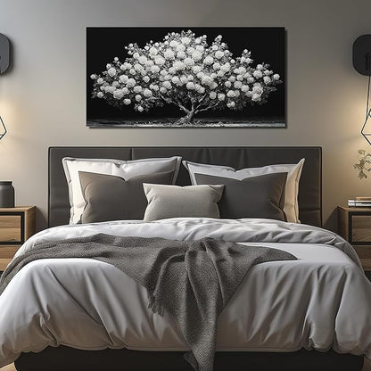 JuhaiArt Rose Tree Canvas Art for Living Room Bedroom White Wall Decorations Prints Floral Picture Black Artwork Home Office 24"x 48"