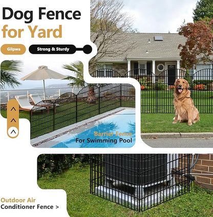 18 Panels Decorative Garden Fence, 33in (H) x 40.16 (L) No Dig Dog Fences Outdoor for Yard, Rustproof Tall Fencing Panel, Animal Barrier Suitable for Yard Border, Patio, and Temporary Camping Use