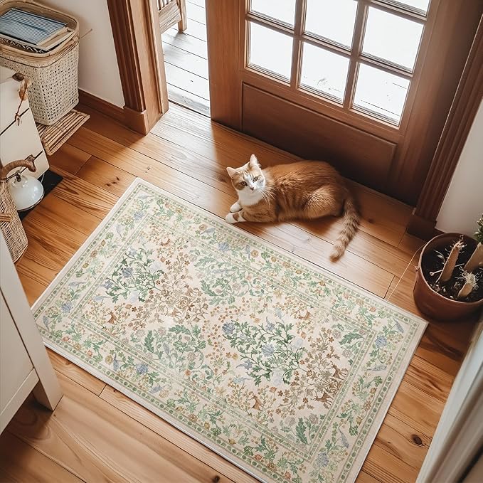 2x3 Washable Small Rugs for Entryway: Door Mat Indoor Entrance Throw Area Rug Non-Slip Low Pile Soft Kitchen Rug for Front Door Indoor Entrance Entry Bedside Kids Room