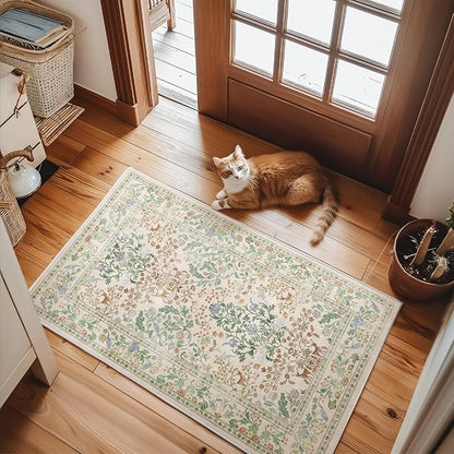2x3 Washable Small Rugs for Entryway: Door Mat Indoor Entrance Throw Area Rug Non-Slip Low Pile Soft Kitchen Rug for Front Door Indoor Entrance Entry Bedside Kids Room