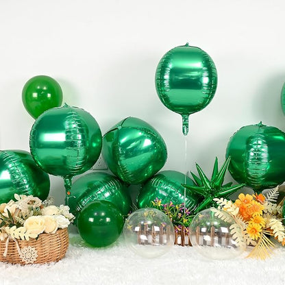 Green Round Foil Balloons 9 pcs,Green Gold Giant 4D Round Balloons 22 Inch for Wedding Graduation Anniversary Baby Shower Birthday Party Decorations