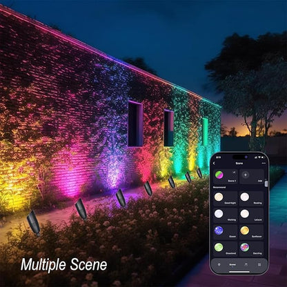 Low Voltage Outdoor Landscape Spotlights with RGB+CCT Color Changing,IP65 Waterproof Uplights for Garden and Yard,12V Warm&White Uplights,Heavy Duty Accent Fixtures,APP/Remote Control
