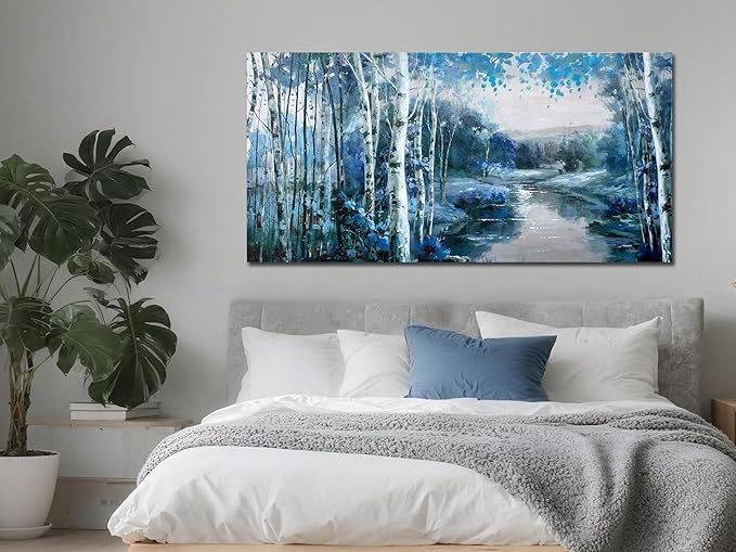 Arjun Tree Large Canvas Wall Art for Living Room Landscape Picture Nature Forest Painting Bedroom, Big Size Artwork Textured Framed Home Office Dining Room Wall Décor 58"x29"