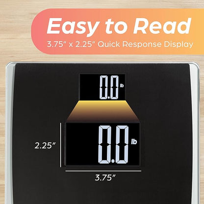 EatSmart Precision Digital Bathroom Scale for Body Weight – Extra-Wide Platform, High-Visibility Display, Ultra-Durable Design for Home, Pets, Luggage & More, 550 LB High Capacity, Black