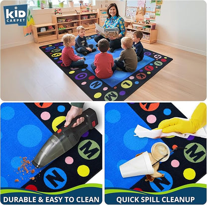 Alphabet Bubbles Classroom Rug 4' x 6' Rectangle, Educational Classroom Rug, Kids Learning Play Mat | Area Rug for Bedroom or Playroom