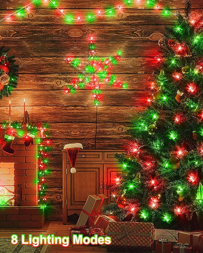 Total 710FT 1800 LED Christmas Lights,Extra LongOutdoor String Waterproof, Timer & Memory, 8 Modes Dimmable Plug in Fairy for Outside Tree Holiday Party Wedding Decor, Red and Green
