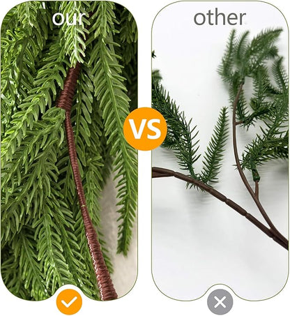 9ft 1pcs Christmas Norfolk Pine Garlands Dense Realistic Artificial Faux Greenery Garland Winter Christmas Garland for Fireplace, Wall, Window, Indoor Outdoor Xmas Decor
