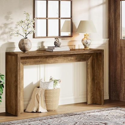 Tribesigns Farmhouse Console Table, 55-Inch Wooden Sofa Table with Storage for Entryway, Foyer, Hallway, Living Room, Easy Assembly (Rustic Brown)