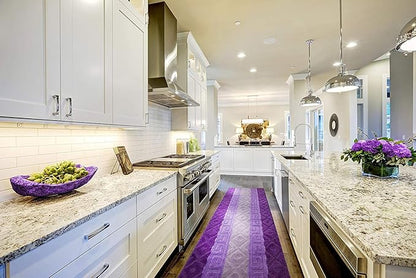 Custom Cut Hallway Runner Rug, Slip Resistant, 31 Inch Wide X Your Choice of Length, Meander Lilac, 31 Inch X 9 feet