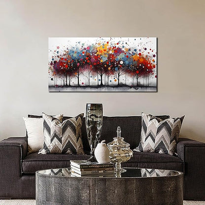 Tree Art Wall Decor for Bedroom - Abstract Wall Canvas Art for Office - Colorful Pictures Wall Art for Living Room Size 20" x 40"