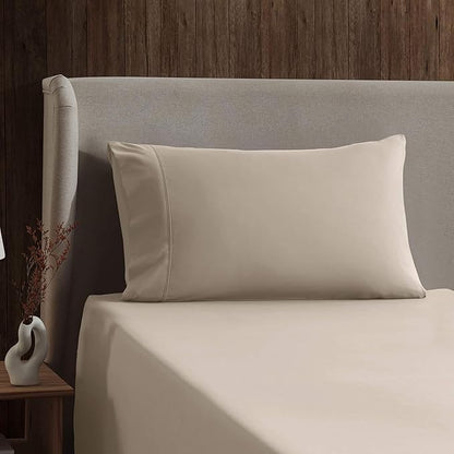 Nestl Twin Sheet Set - 1800 Ultra-Soft Microfiber Twin Bed Sheets - Double Brushed - Deep Pockets - Easy Fit - Extra Soft - 3 Piece Set - Bedding Sheets & Pillowcases (Twin, Beige Cream)