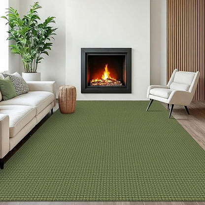 EARTHALL Woven Area Rugs 6x9 Ft Washable Living Room Rugs Non Slip Rubber Backed Dining Room Rug Braided Bedroom Rugs Indoor Floor Carpet for Living Room, Bedroom, Dining Room, Green