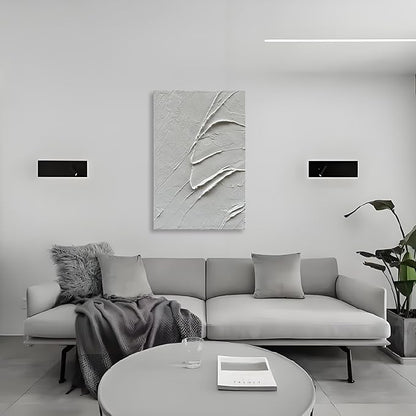 Art Hand-Painted Thick Texture White Minimalist Oil Painting 45x30 inch Home Wall Decorative Art
