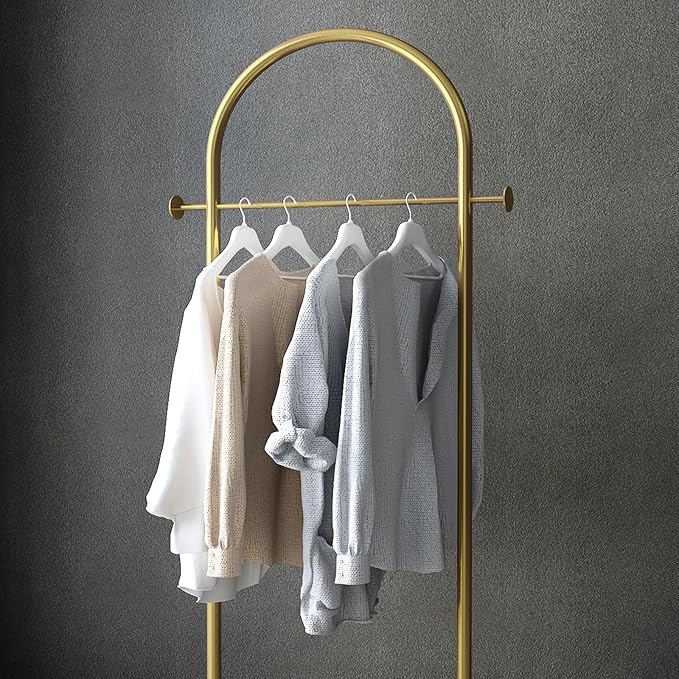 Gold Clothing Rack, Modern Clothes Rack with Marble Base, Heavy-duty Coat Racks Freestanding,garment racks for hanging clothes,Can Hang Jacket Garment, Hat, Scarf, Organize Shoes