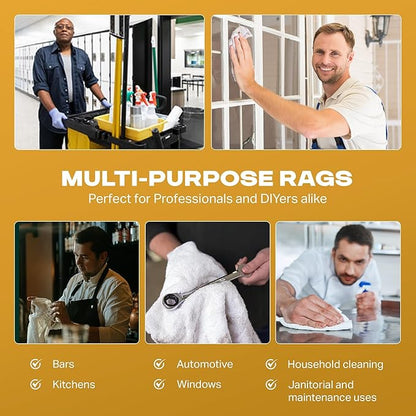 Angel-in-Armor White Terry Cloth Rags (12” x 12”) – 20Ib Bulk Box of 100% Cotton Cleaning Rags (240 Units) – Reclaimed Towels for Plumbers, Shop Use, Janitorial, and Commercial Cleaning