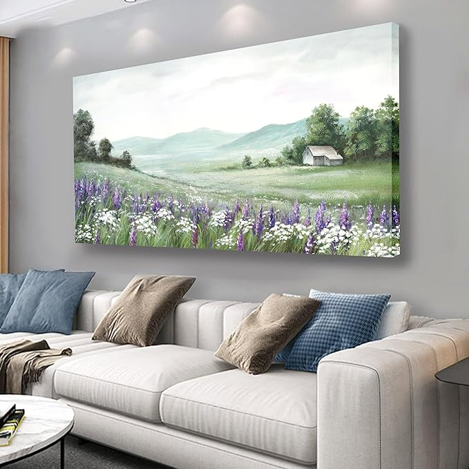 Yuaxker Large Mountain Wall Art Green Wall Decor Aesthetic Decor Canvas Painting Landscape Artwork for Living Room Bedroom Dining Room Office Home Decor 30x60 Inch