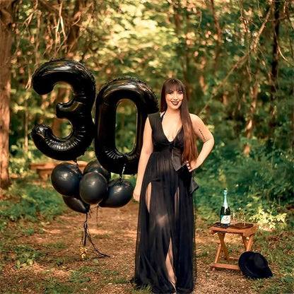 Black Balloon Number 6, 40 Inch Large Self Inflating Foil Number Balloons 0-9, Giant 6 Digital Helium Balloon for 6th 16th Kids Boys 60th Men Birthday Party Anniversary Celebration Decorations