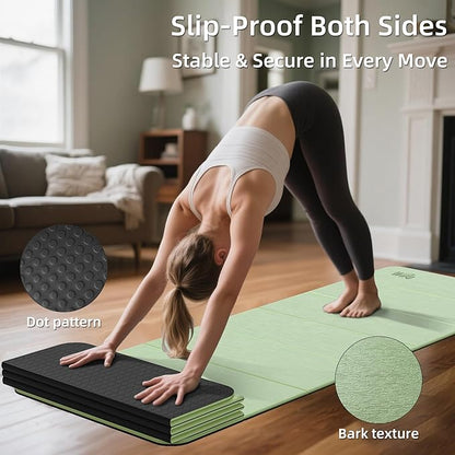 1/2 Inch Extra Thick Yoga Mat Pilates Equipment, 69"x24" Odorless Workout Mats for Home Gym, Non-slip Exercise Mats for Women Men Home Workout, Foldable Yoga Mats for Travel Camping Sleeping