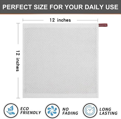 Kitinjoy 100% Cotton Kitchen Dish Cloths, 8 Pack Waffle Weave Ultra Soft Absorbent Dish Towels for Drying Dishes Quick Drying Kitchen Towels Dish Rags, 12 X 12Inch, Light Grey