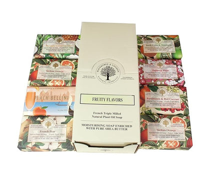 Wavertree & London Assorted Fruity Scents Natural Soap Bars (Pack of 8), 7oz Moisturizing Triple Milled Soap Bars Enriched with Shea Butter and Pure Plant Oils | All Body & Bath Soap