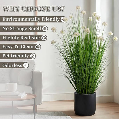 57in Lifelike Artificial Tall Grass Plant with 19 Lifelike Dandelion Flower and Non-Toxic,odorless Fake Tall Frass Plant Fake Plants for Indoor Decoration,Home Decor