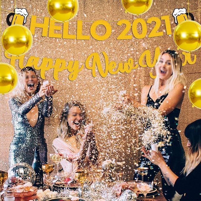 10 pcs Gold 4D balloon, 10 inch Foil Mylar Sphere Balloon for Birthday Party,Wedding,Valentine's Day, Christmas,Baby Shower Decoration Supplies