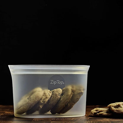 Zip Top Reusable Food Storage Bags | Medium Dish [Gray] | Silicone Meal Prep Container | Microwave, Dishwasher and Freezer Safe | Made in the USA