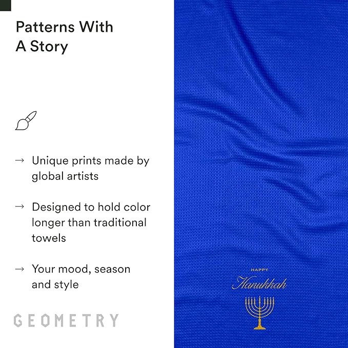 GEOMETRY Christmas Kitchen Towels - Quick Dry Microfiber Cloth Dish Towels for Kitchen Drying - Premium Quick Dry Towel (Happy Hanukkah, 1 Pack)