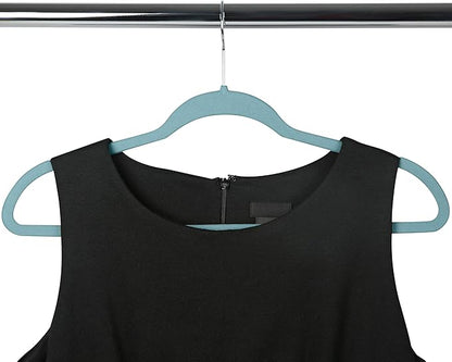 Simplify 10 Super Slim Velvet Huggable Hangers in Dusty Blue