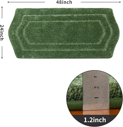 COSY HOMEER Extra Thick Bath Linen Sets Rugs for Bathroom - Anti-Slip Bath Mats Soft Plush 100% Strong Polyester Mat Living Room Bedroom Water Absorbent(Green,24x48 - Inches)