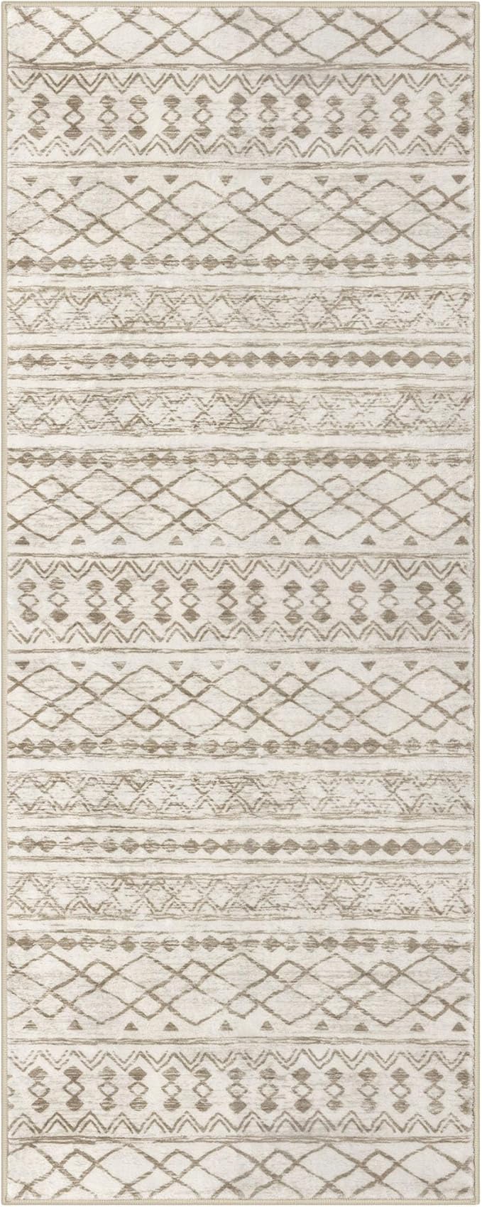 KUTA Moroccan Runner Rug 2x6 Non-Slip Vintage Beige Boho Hallway Kitchen Rugs Ultra Soft Print Distressed Geometric Runners for Hallways, Entryway Bedroom Laundry