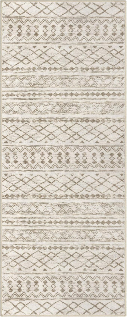 KUTA Moroccan Runner Rug 2x6 Non-Slip Vintage Beige Boho Hallway Kitchen Rugs Ultra Soft Print Distressed Geometric Runners for Hallways, Entryway Bedroom Laundry