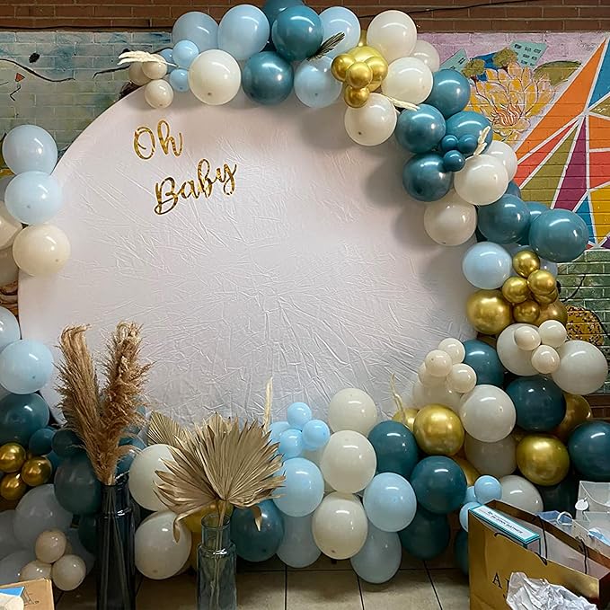 Dusty Blue Balloon Set, 60 Packs 12 Inches Metallic Chrome Gold Macaron Blue Ocean Blue White Sand Balloon Confetti Balloons for Boho Baby Shower Wedding Boy Birthday Graduation Decoration
