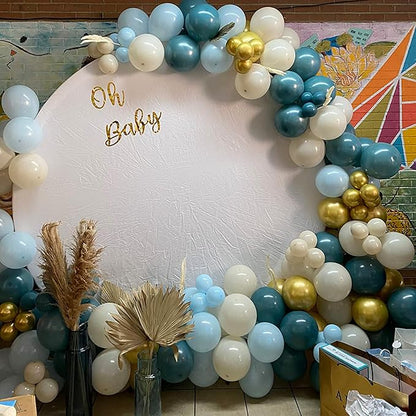 Dusty Blue Balloon Set, 60 Packs 12 Inches Metallic Chrome Gold Macaron Blue Ocean Blue White Sand Balloon Confetti Balloons for Boho Baby Shower Wedding Boy Birthday Graduation Decoration