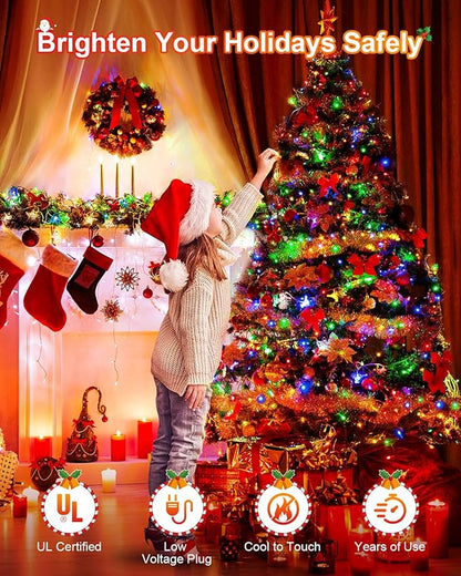 355FT 900 Christmas Lights, Extra Long Outdoor String Lights Waterproof, Timer & Memory, 8 Modes Dimmable Plug in Fairy Lights for Classroom Tree Patry Holiday Indoor Decorations, Multicolor