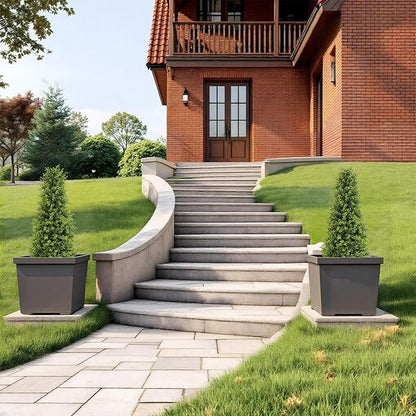 3ft Artificial Boxwood Topiary Trees, Set of 2 – UV Resistant Faux Evergreen Shrubs and Bushes for Outdoor Planters, Realistic Fake Plants for Front Porch Outside Patio Yard, 3 Foot Tall