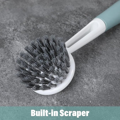 16 Pack Kitchen Scrub Dish Brush with Long Handle Dish Scrubber with Stiff Bristles Scrub Brushes for Housekeeping for Pots and Pans, Kitchen Sink, Multicolor