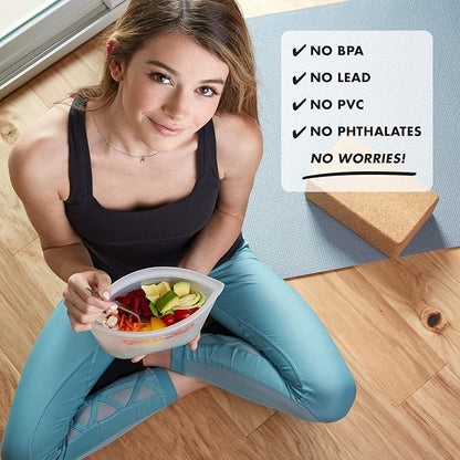 Zip Top Reusable Food Storage Bags | Snack Bag [Gray] | Silicone Meal Prep Container | Microwave, Dishwasher and Freezer Safe | Made in the USA