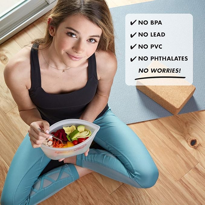 Zip Top Reusable Food Storage Bags | Medium Dish [Gray] | Silicone Meal Prep Container | Microwave, Dishwasher and Freezer Safe | Made in the USA