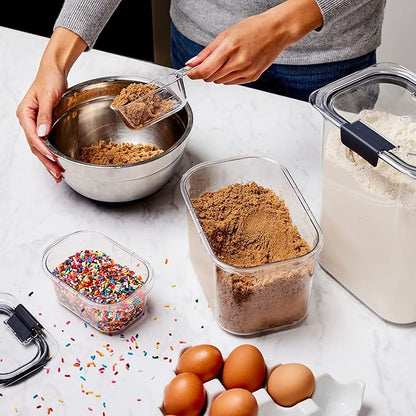 Rubbermaid Brilliance 14-Piece Food Storage Container Set with Scoops Airtight BPA-Free for Kitchen and Pantry Organization